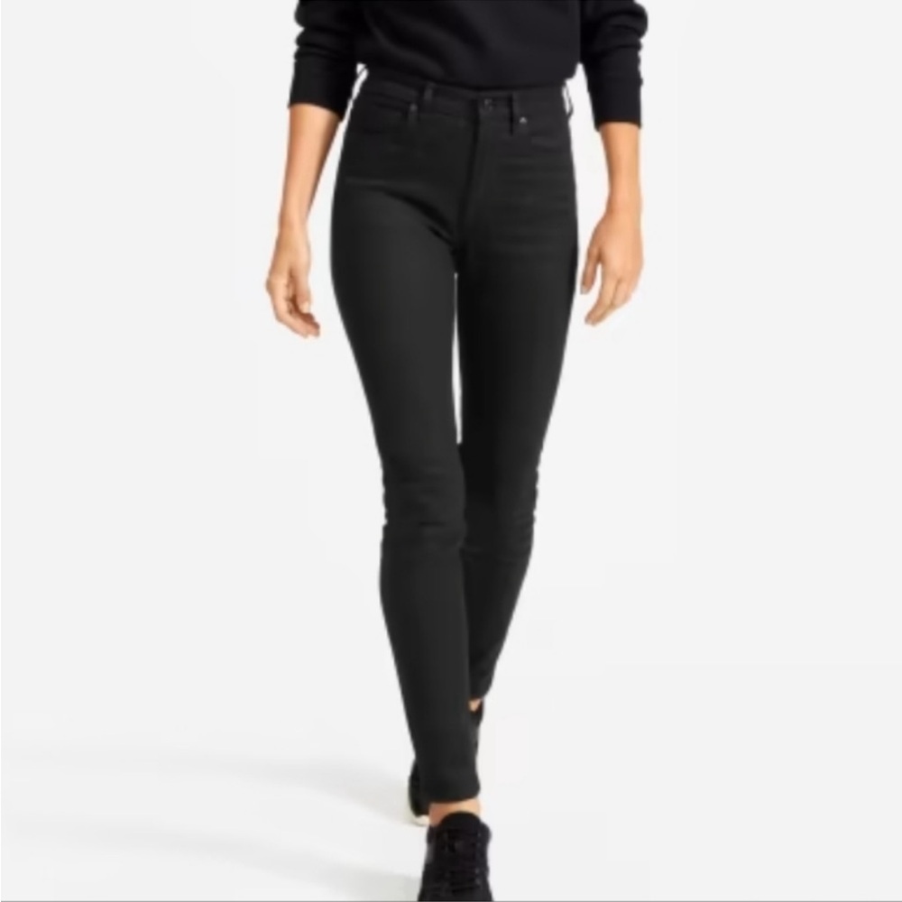 Everlane the High Rise Skinny Jeans Sz 27 REG washed black stretch denim